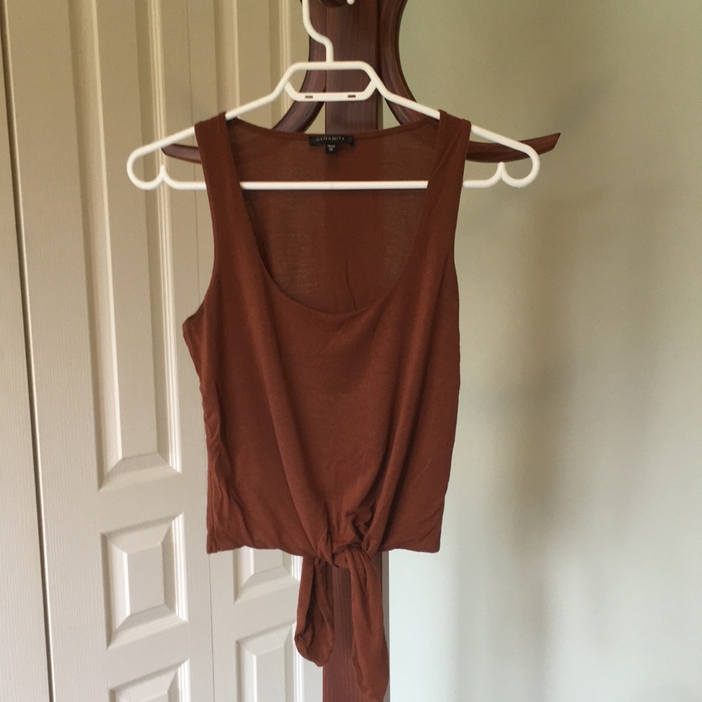 Cropped Brown/orange tank top with knot